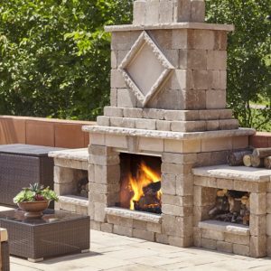 Manchester Foyer Fireplace, Techo Bloc, Fire pits, grills, inserts, landscaping products