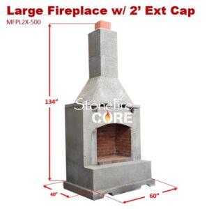Large Fireplace with 2' Extension Cap